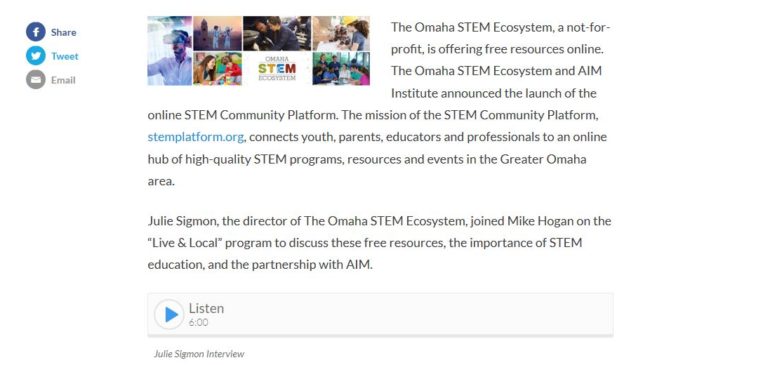 The Omaha STEM Ecosystem is Offering Free Online Resources